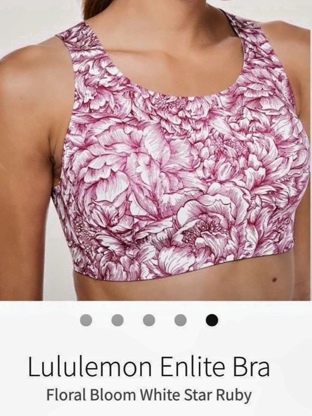 lululemon Enlite Bra Floral Sports Bra Pink & White 36D
